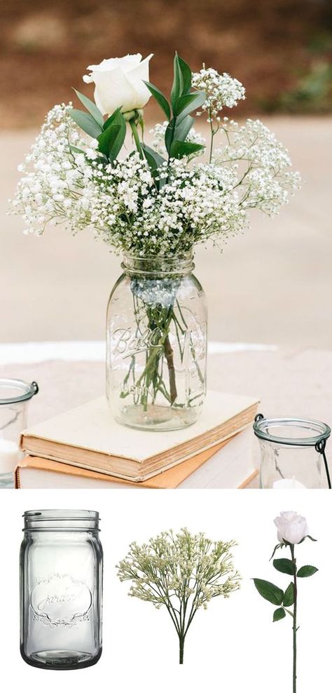 Inexpensive Wedding Centerpieces, Affordable Wedding Centerpieces, Boda Diy, Simple Wedding Centerpieces, Rustic Wedding Decorations, Deco Champetre, Inexpensive Wedding, Rustic Centerpieces, Mason Jar Centerpieces