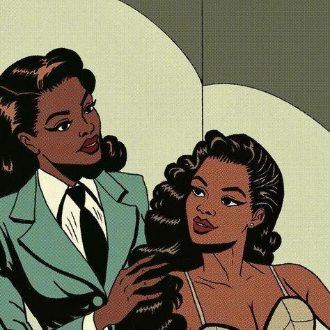 Adrienne Muse on Instagram: "“Forever In Her Eyes”… she couldn’t wait for her to come home. @amusecomics for more illustrations and comics.   ✨new vintage sapphic prints to add to your art collection🫶🏽   #illustrationartists #wlw" Black Queer Art, Black Wlw Art, Black Comic Art, Wlw Aesthetic Art, Wlw Aesthetic Black, Black Sapphic, Sapphic Aesthetic Art, Poc Wlw, Madison Core