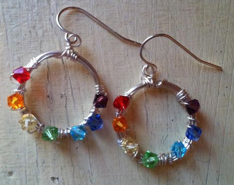 Chakra Earrings Chakras Jewelry, Esoteric Jewelry, Chakra Earrings, Jewelry Making Classes, Chakra Jewelry, Wire Work Jewelry, Earrings Inspiration, Skull Jewelry, Rainbow Earrings