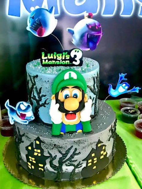 Luigi's Mansion Birthday Cake, Luigi Haunted Mansion Cake, King Boo Cake, Luigi’s Mansion Party, Luigis Mansion Birthday, Luigis Mansion 3 Party, Luigi Mansion Cake, Luigi’s Mansion Birthday Party, Luigi Mansion Party Ideas