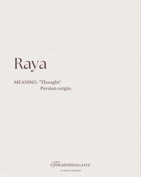 Raya Name, Rare Baby Names Muslim, Islamic Baby Names, Sweet Girl Names, Arabic Baby Names, Meaningful Baby Names, Sanskrit Names, Rare Baby Names, Sweet Baby Names