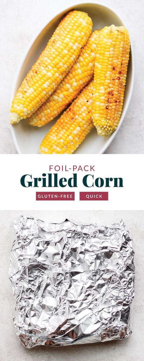 Grilled Corn in Foil (perfect summer side!) - Fit Foodie Finds Healthy Skewers, Cooked Corn, Detoxifying Food, Fit Foodie Finds, Pellet Grill Recipes, Grilled Tofu, Meat Free Recipes, Fit Foodie, Summer Grilling Recipes