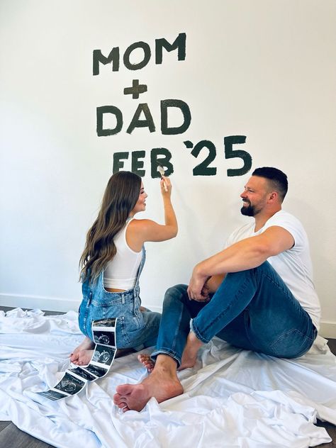 Painting Maternity Photos, In Home Baby Announcement, Painting Pregnancy Announcement, Creative Pregnancy Announcement Photos, Unique Pregnancy Announcement Photos, Pregnancy Test Announcement, At Home Pregnancy Announcement, Ivf Announcement, Unique Pregnancy Announcement Ideas