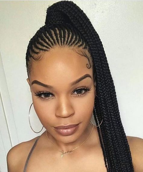 Nara Hair Braiding on Instagram: “Beautiful @braidsbychan” Lemonade Braid Ponytail, Feedin Ponytail Braids, Feedin Ponytail, Straight Up Hairstyles, Cornrows Natural Hair, Cornrow Ponytail, Fishtail Braid Hairstyles, Cornrow Braids, Braid Ponytail