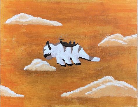 Appa and the season 1 group. Artist: austyn b Avatar The Last Airbender Painting, Avatar Painting, Appa Avatar, Painting Ideas Easy, Easy Canvas, Painting Easy, Pumpkin Painting, Aang, Painted Pumpkins