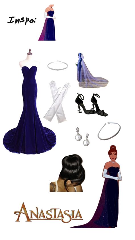 Princess Anastasia Blue Dress, Diy Anastasia Costume, Anastasia Outfit Ideas, Halloween Costume With Blue Dress, Anastasia Costume Halloween, Anastasia Halloween Costume, Anastasia Blue Dress, Anastasia Outfits, Anastasia Core