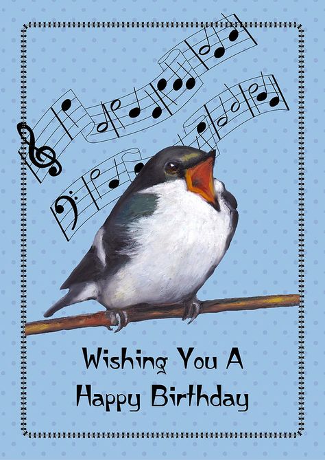 Free Singing Birthday Cards, Happy Birthday Music Notes, Singing Birthday Cards, Happy Birthday Birds, Happy Birthday Song Video, Happy Birthday Music, Bird Singing, Happy Birthday Man, Cards Simple