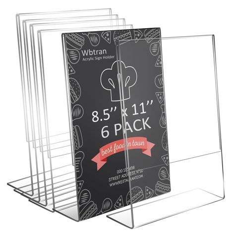 PRICES MAY VARY. ★【Acrylic Sign Holder 8.5 x 11】: Our acrylic sign holder is a standard size of 8.5 x 11 inch, suitable for all pictures, text and logos printed on A4 paper. ★【Slant Back Design Sign Holder】: Sign holder 8.5 x 11 use innovative slant-back self-standing design with wide stable base, increase the stability of the sign. ★【Clear Sign Holders 8.5 x 11】: Sign holder stand made of premium clear acrylic material. Increase the transparency and useful life of sign holder. ★【Widely Use Sign Acrylic Sign Holder, School Supply Store, Plastic Signs, Tabletop Signs, Sign Display, Sign Holder, Home Restaurant, Store Signs, Acrylic Sign