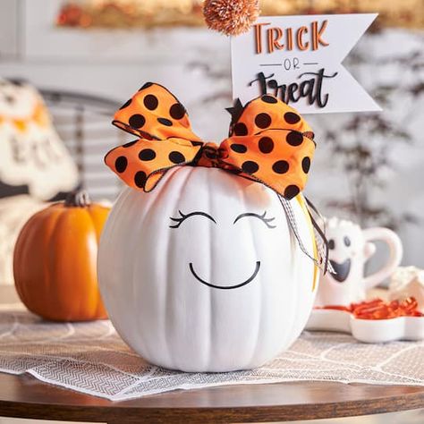 Shop supplies for piles of pumpkin projects. Porta Halloween, Halloween Pumpkin Crafts, Creative Pumpkin Painting, Creative Pumpkin Decorating, Halloween Craft Projects, Homemade Halloween Decorations, Halloween Pumpkin Designs, Halloween Pumpkins Painted, Spooky Halloween Decorations