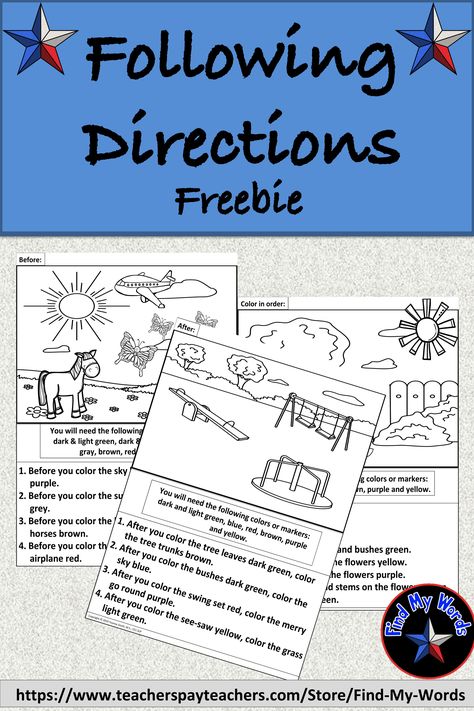 2 Step Directions Speech Therapy, Teaching Before And After Concepts, Following Directions Activities, Speech Therapy Tools, Speech And Language Therapy, Language Therapy Activities, School Speech Therapy, Speech Therapy Games, Speech Language Activities