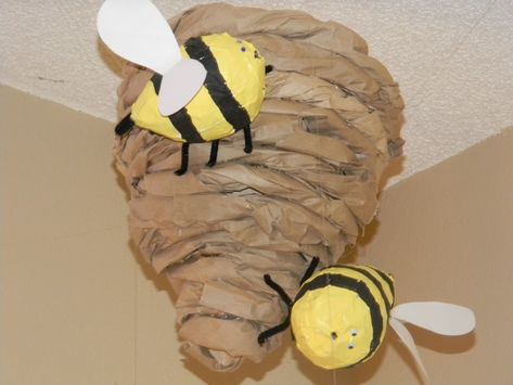 Latest And Greatest Things! By Lady MaMa: Bee hive Beehive Ideas, Beehive Craft, Honey Bee Birthday Party, Graduation Props, Honey Bee Birthday, Bee Hive Craft, Patricia Polacco, Bee Themed Classroom, Bugs Preschool