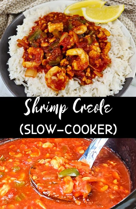 Slow Cooker Shrimp Creole, Instant Pot Shrimp Creole, Crockpot Shrimp Etouffee, Shrimp Recipe Crockpot, Crockpot Etouffee, Seafood In Crockpot, Shrimp And Rice Crockpot Recipes, Shrimp Recipes In Crockpot, Slow Cooker Shrimp Scampi