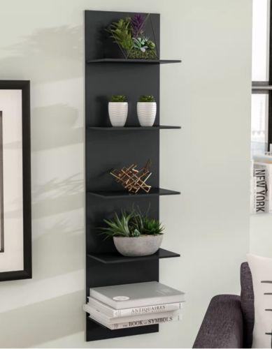 You can even swap out shelves for nightstands. Industrial Wall Shelves, Wall Mounted Corner Shelves, Perfect Apartment, Tiered Shelf, Bath Makeover, Corner Wall Shelves, Modern Wall Shelf, Wall Shelves Design, Cube Shelves