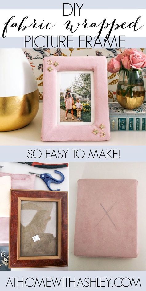 DIY fabric picture frame. How to upholster a picture frame- instructions. How to wrap a picture frame with fabric. Decorating ideas and how to make a fabric covered frame. Fabric Covered Picture Frames Diy, Upholstered Picture Frame, Fabric Picture Frames, How To Upholster, Pink Picture Frames, Knitting Quilt, Art Recipes, Making Picture Frames, Patriotic Pictures