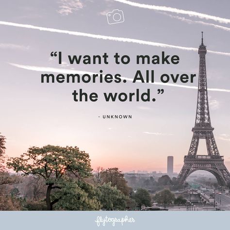 “I want to make memories. All over the world.”  – Unknown  Click the link to dicover more quotes about travel! Save this to your board to dream of travel and the memories yet to come! ✨  #travel #adventure #wanderlust   📍 Paris, France Travelling The World Quotes, Quotes About Traveling The World, Travel All Over The World, I Want To Travel The World, Travel Aesthetic Wanderlust Quotes, Travel The World Vision Board, Travel Vision Board Aesthetic, Travel Aethstetic, Travel Around The World Aesthetic