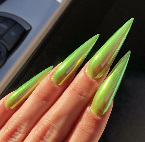 Lime Nails, Wedding Nail Polish, Lime Green Nails, Neon Green Nails, Green Nail Art, Chrome Nails Designs, Green Nail Designs, Nail Colors Winter, Green Chrome