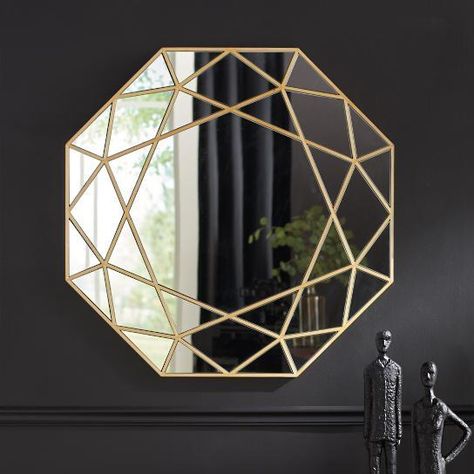 Mirrors - Polished, and oh-so pretty. our London Mirror is inspired by the elegance of a cushion-cut diamond, framed with metallic gold-finished facets designed to catch ... House Design Kerala Style, House Design Kerala, Either Side Of Fireplace, Mirror Wall Decor Living Room, Kardashian Halloween, Low Cost House Design, Kim Kardashian Halloween, Side Of Fireplace, Diy Mirror Decor