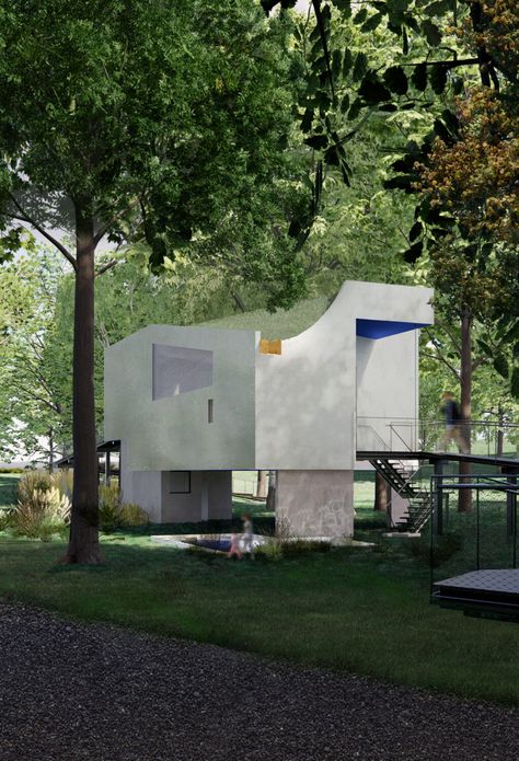 Steven Holl Architecture, Neutral Milk Hotel, Steven Holl, Tall Trees, A Pond, Structural Engineering, Stairs Design, Engineering Design, Architect Design