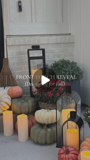 Kristina Svezhintseva on Instagram: "Front porch reveal! Comment FALL5 below for links!

I knew I wanted to go big or go home so I went BIG! Our new entrance is the perfect canvas to have an epic “front porch moment” and I’m here here for it! I absolutely loved using the @potterybarn pumpkins this year - they are so realistic and squirrel proof 🐿️ Save this for inspiration for your own porch or share with a friend who’s ready to decorate theirs! If you want links to shop, comment FALL5 below and I will send you a DM! 

✨HOW TO SHOP✨
1. Comment FALL5 and I’ll send you a direct link to shop! (You have to be following @bloomandbabe or the message may be blocked by IG)
2. Head to the link in bio, find the photo and click for a direct link to shop.
3. Head to my @shop.ltk storefront, search FA Pumpkins Front Porch, Go Big Or Go Home, Store Fronts, Front Porch, Pumpkins, Lanterns, Front Door, Link In Bio, Entrance