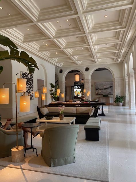 Italian Hotel Interior Design, Mediterranean Boutique Hotel, Country Club Lobby Interior Design, Luxury Hotel Lobby Lounge Interior Design, Parisian Hotel Lobby, Boutique Hotel Interiors Lobby, Beautiful Hotel Lobby, Elegant Hotel Lobby, Aesthetic Hotel Lobby