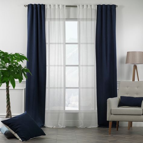 Brown And Cream Living Room, White Curtains Bedroom, Blue And White Curtains, Window Curtains Living Room, Sheer Linen Curtains, Simple Curtains, Nursery Curtains, Blue Curtains, Decor Pillows