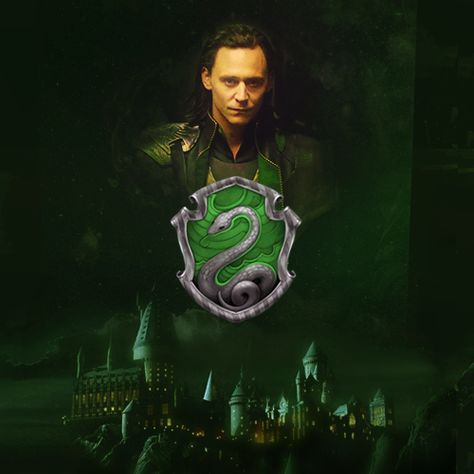 Loki Slytherin, Slytherin Common Room, Hogwarts Founders, Disney Hogwarts, Slytherin Pride, Harry Potter Style, Slytherin House, Fandom Crossover, Loki Thor