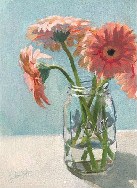 Heather Martin Heather Martin, Arte Van Gogh, Daisy Painting, To My Husband, Gerbera Daisy, Daily Painting, Plant Illustration, Daily Paintworks, Cool Paintings