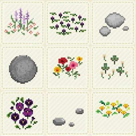 Playing Animal Crossing, Flower Path, Flower Dress Design, Acnh Patterns, Pixel Art Landscape, Grass Pattern, Animal Crossing Wild World, Animal Crossing Characters, Animal Crossing Villagers