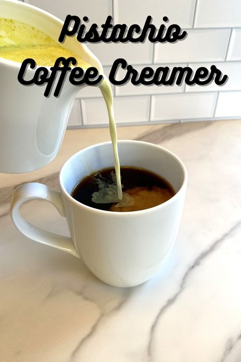 Pistachio Coffee Creamer Starbucks Pistachio Latte, Peppermint Coffee Creamer, Pistachio Coffee, Vegan Coffee Creamer, Pistachio Latte, Peppermint Coffee, Pistachio Milk, Healthy Spring Recipes, Flavored Coffee Creamer