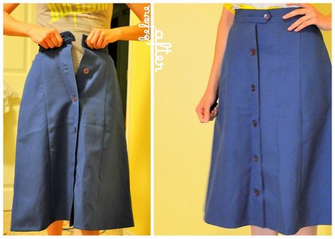 How to make a skirt bigger. EXACTLY what I was looking for! Make A Skirt Bigger, How To Make A Skirt, Make A Skirt, Sewing Alterations, How To Make Skirt, Recycled Clothing, Op Shop, Diy Skirt, Skirt With Buttons