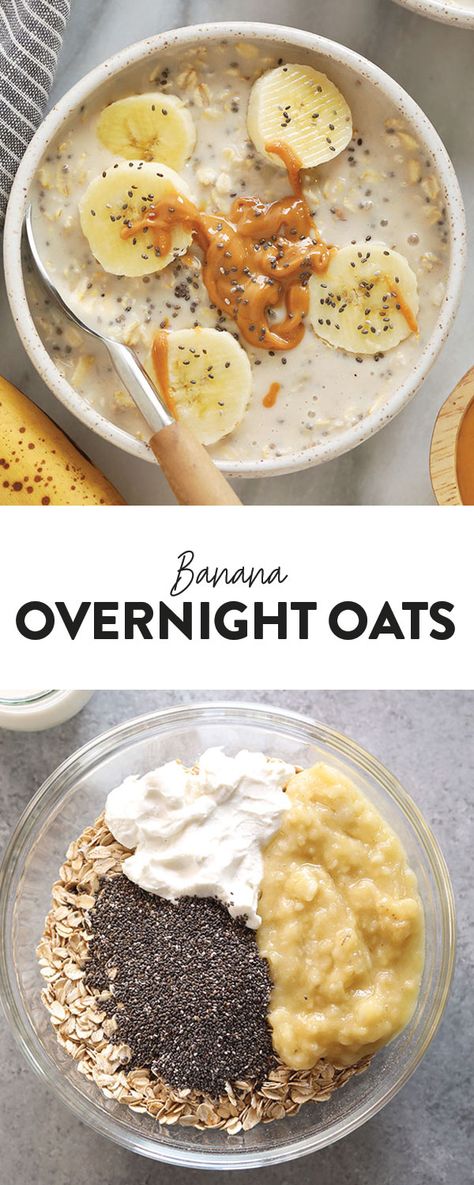 With mashed bananas and Greek yogurt, these Creamy Banana Overnight Oats are the perfect start to the day! Make a batch of these overnight oats today, and enjoy for breakfast all week long. This healthy overnight oats recipe is calling your name! Overnight Oats Greek Yogurt, Pb2 Cookies, Overnight Oats Chocolate, Healthy Overnight Oats Recipe, Oats With Yogurt, Healthy Overnight Oats, Overnight Oats With Yogurt, Oat Recipes Healthy, Overnight Oats Recipe Healthy