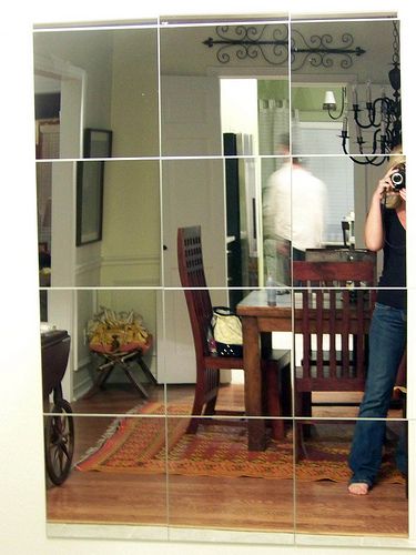 mirror no frame close Diy Mirror Tile Wall, Ikea Mirror Tiles On Wall, 12x12 Mirror Tiles Ideas, Full Wall Mirror Living Room, Entrance Hall Mirror Ideas, Mirror Tiles Bedroom, Mirror Tiles On Wall, Ikea Mirror Tiles, Diy Big Mirror