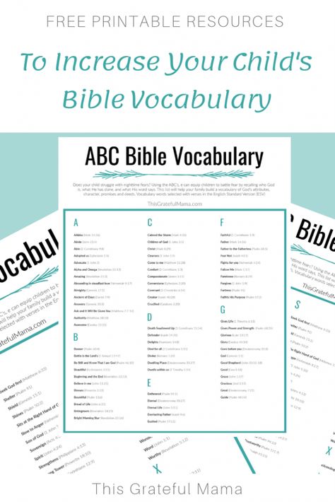 Printable resources to increase your child's bible vocabulary | thisgratefulmama.com #bible #vocabulary #educateKids #faith #god #resources #freeprintable Bible Vocabulary Words, John Bible Study, Free Christian Printables, Bible Songs For Kids, John Bible, Chronological Bible, Bible Teaching, Study Printables, Biblical Parenting