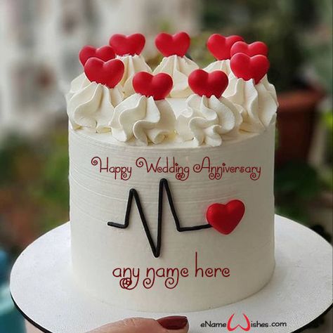 Latest Anniversary Cake Image with Name Editor Half Kg Anniversary Cake Design, Latest Anniversary Cake Designs, Birthday Wishes Cake With Name, Name On Cake, Write Name On Cake, Anniversary Cake With Name, Birthday Cake Write Name, Anniversary Cake Designs, Half Birthday Cakes