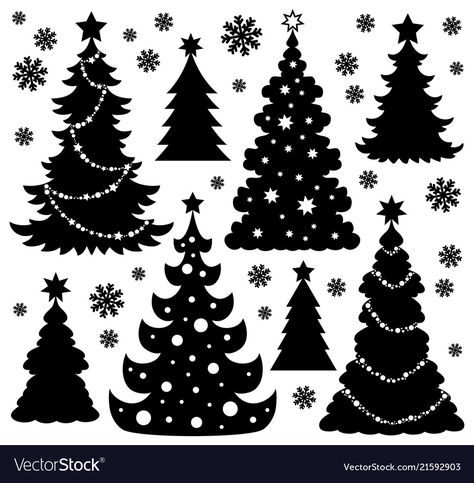 Fashion Christmas Tree, Christmas Tree Silhouette, Tree Icon, Tree Clipart, Silhouette Clip Art, Christmas Stencils, Silhouette Christmas, Silhouette Illustration, Tree Svg