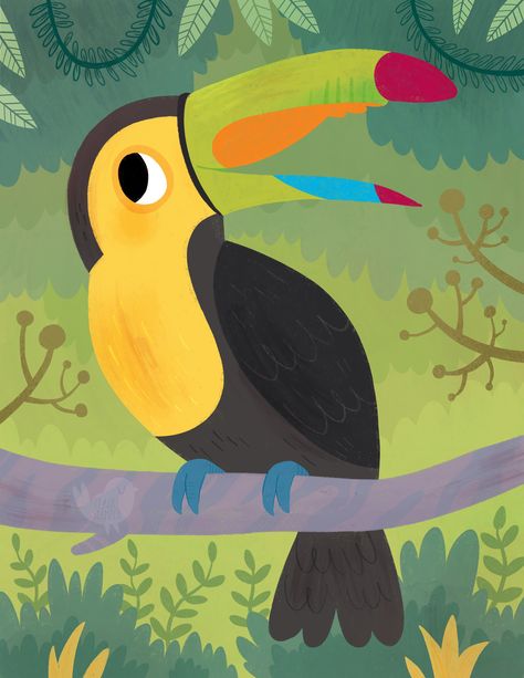 Procreate:Toucan on Behance Toucan Craft, Baby Toucan, Zoo Drawing, Toucan Illustration, Tessellation Art, Toucan Art, Drawing Procreate, Digital Art Drawing, Jungle Art