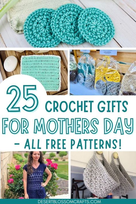 collage of crochet gifts for mom Mother's Day Crafts For Toddlers, Crochet Mothers Day Gifts, Crochet Gift Ideas For Women, Crochet Gifts For Mom, Small Crochet Gifts, Quick Crochet Gifts, Make Her Feel Special, Compliment Cards, Quick Crochet Projects