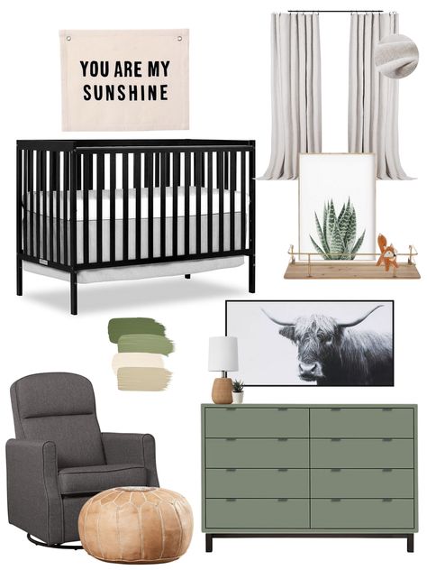 Black White And Sage Nursery, Sage Green And Black Nursery, Black And Green Nursery, Green And Black Nursery, Sage Nursery, Green Nursery Boy, Cream Nursery, Black Nursery, Maternity Picture