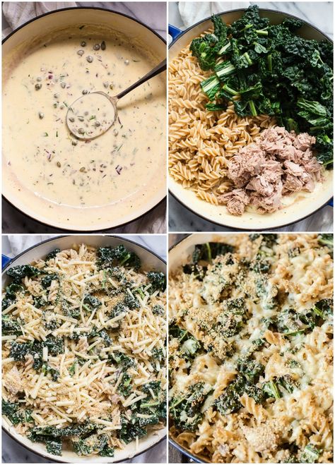 Tuna Noodle Casserole with Kale Best Tuna Noodle Casserole, Caper Cream Sauce, Tuna Noodle Casserole Recipe, Spinach Casserole, Tuna Noodle, Tuna Noodle Casserole, Tuna Casserole, Noodle Casserole, Tuna Recipes