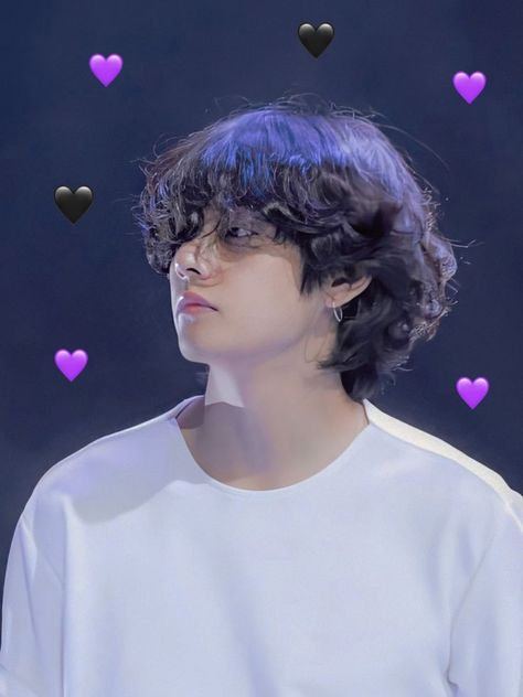 messy hair 🔥 #kimtaehyung #btsv #v #taetae # taekook Black Hair, Long Hair, Bts, Hair, Blue, White, Black