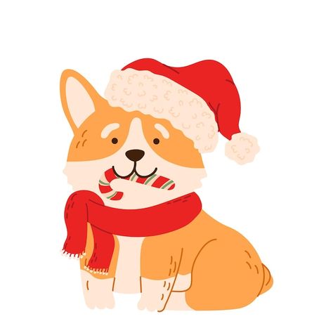 Christmas dog corgi dressed in christmas... | Premium Vector #Freepik #vector #dog-illustration #dog-character #dog #christmas-dog Dog Christmas Illustration, Christmas Dog Drawing, Christmas Dog Cartoon, Christmas Dog Illustration, Dog Character, Dog Corgi, Corgi Dogs, Illustration Dog, Corgi Christmas