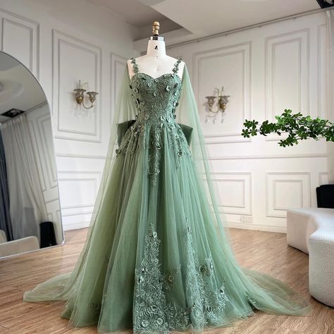 LA72642 Light Green Wedding Dress, Epic Dresses, Sage Green Wedding Dress, Emerald Green Wedding Dress, Dress For Women Wedding, Descendants Dr, Arabic Fashion, Dubai Evening, Tiana Dress