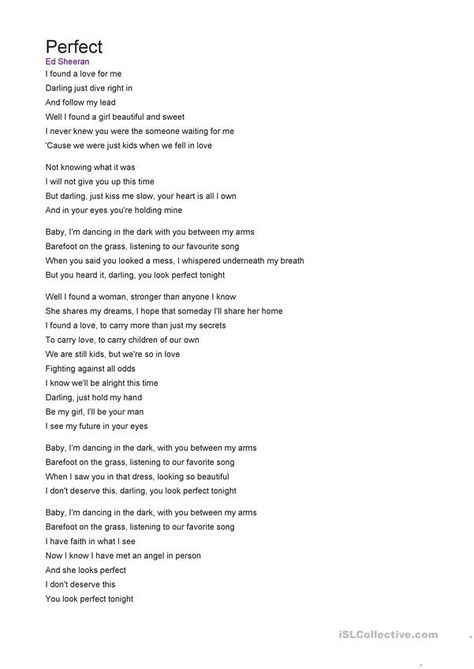 Perfect By Ed Sheeran, Ed Sheeran Perfect, Perfect Lyrics, Popular Song Lyrics, Top Lyrics, Perfect Video, Warner Music Group, Dancing In The Dark, Lyrics Video