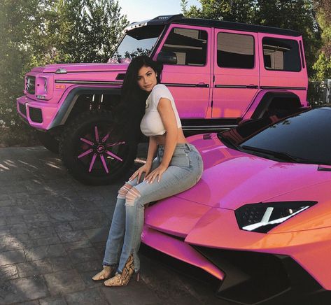 Kylie Jenner Kylie Jenner Car, Jaguar Auto, Pink Jeep, Top Luxury Cars, Dream Cars Jeep, Lux Cars, Lamborghini Cars, Pink Car, Fancy Cars