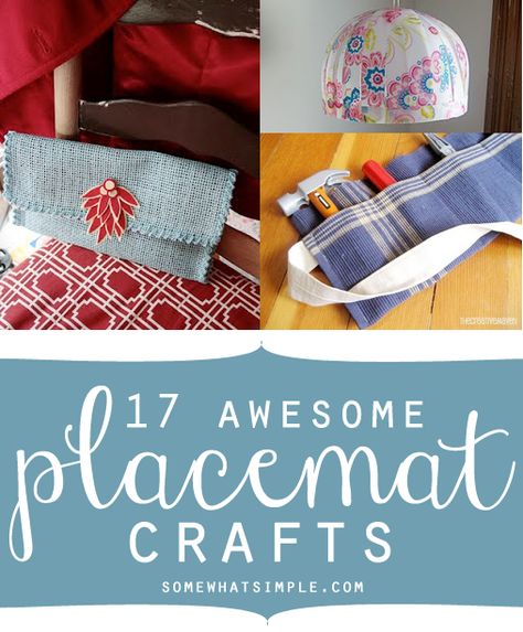 17 awesome things to make out of placemats! Placemat Upcycle Ideas, Placemat Crafts Sewing Projects, Upcycle Placemats, Repurpose Placemats, Placemat Upcycle, Placemats Ideas Diy, Placemat Crafts, Diy Placemats Fabric, Placemat Purse