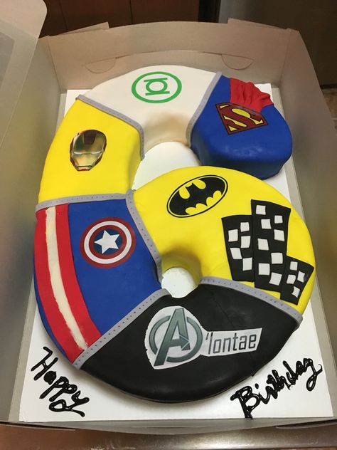 Number Six, Cake Decorating Designs, Superhero Party, Cake Designs, Kids Party, Avengers, Cake Decorating, Birthday Party, Cake