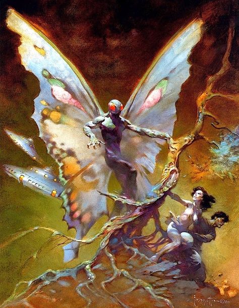 Cap'n's Comics: Frank Frazetta Illustrates the Writings of John Keel Mothman Prophecies, Frazetta Art, Retro Scifi, Art Visionnaire, Lovecraftian Horror, Arte Peculiar, Comic Cover, Frank Frazetta, Supernatural Beings