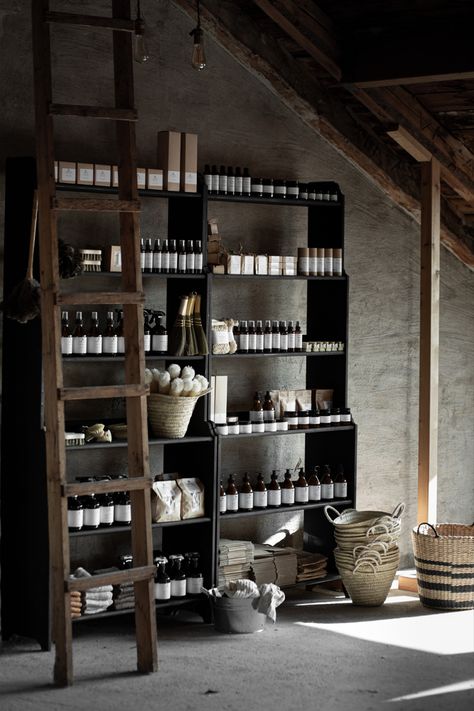 Moody Store Interior, Apothecary Branding, Fragrance Boutique, Apothecary Store, Wine Store Design, Bbb 23, Barn Remodel, Apothecary Shop, Business Vision Board