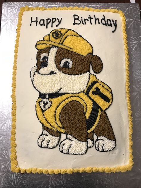 Paw Patrol Sheet Cake Ideas, Paw Patrol Cake Rubble, Rubble Paw Patrol Cake, Paw Patrol Birthday Cake, Rubble Paw Patrol, Paw Patrol Cake, Basketball Birthday, Paw Patrol Birthday Party, Patrol Party