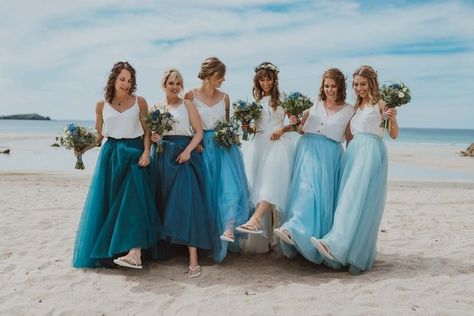 Weddings in Cornwall and Devon on Instagram: “Does anything sum up ‘Cornish beach wedding’ better than Lisa and Jonny’s sea-themed celebration at Lusty Glaze? Click the link in our bio…” Lusty Glaze, Cornish Beaches, Sum Up, Do Anything, Devon, Cornwall, Beach Wedding, Art Reference, Bridesmaid Dresses